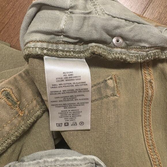 Redone Originals Womens 70s Ultra High Rise Stove Pipe Jeans Washed Sage size 25 - Picture 5 of 7